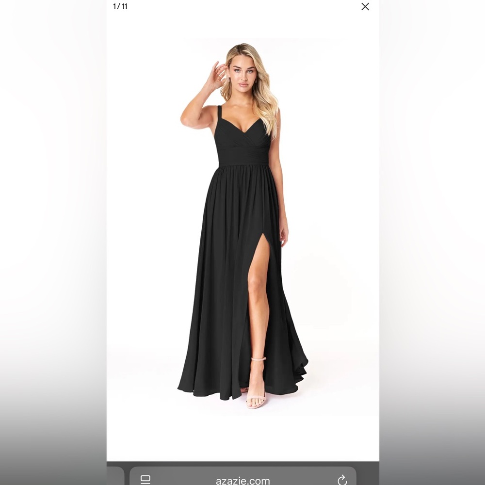 Azazie Elegant Black Maxi Dress with Slit “Chanel” 
Never worn